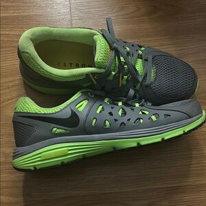 Gray and Neon Green Athletic Shoes